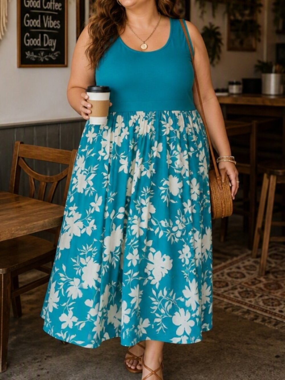 Torrid Teal Floral Sleeveless Pocket Dress Plus 2X Boho Fit And Flare Vacation
